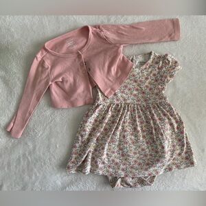 Carter's Pink Cardigan with Floral Dress